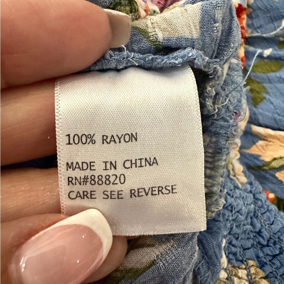 RACHEL Rachel Roy Floral Blouse - Blue and Multicolor Tie Blouse Size L - Picture 15 of 15